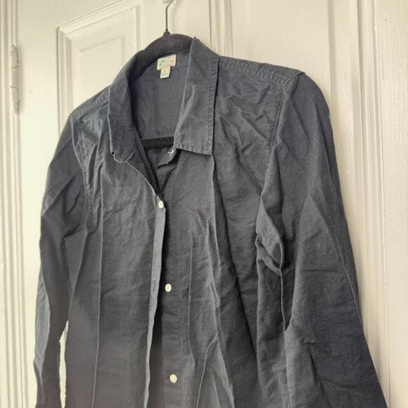 J Crew Beachwear Shirt Womens Medium Black Button Up Long Sleeve Tunic Coverup - Picture 2 of 7